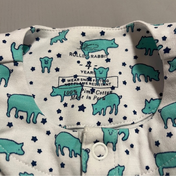 Roller Rabbit Blue Pig Print Pajama Set - Picture 6 of 6